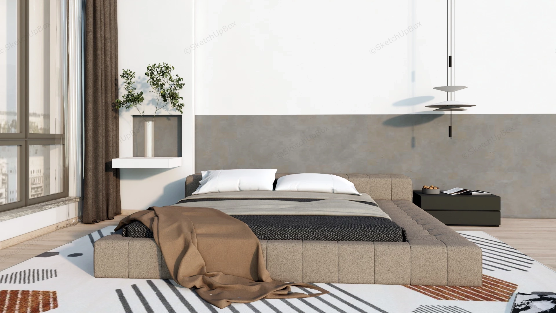 Japanese Style Bedroom Idea sketchup model preview - SketchupBox