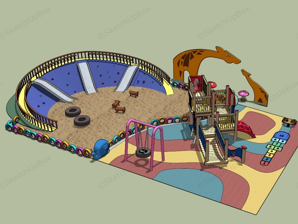Sandpit In Playground sketchup model preview - SketchupBox