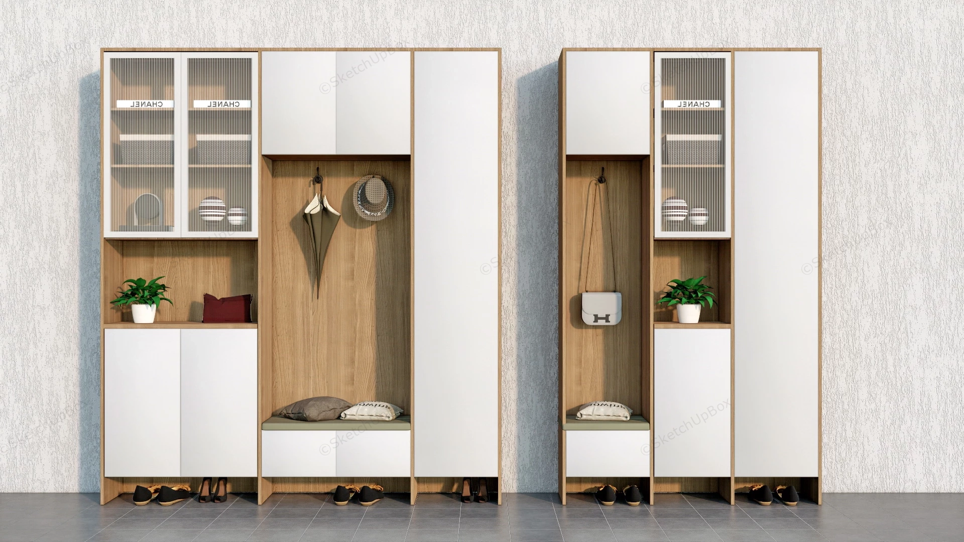 Mudroom Entryway Bench Shoe Storage sketchup model preview - SketchupBox