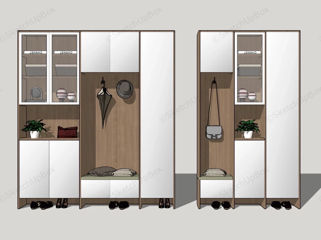 Mudroom Entryway Bench Shoe Storage sketchup model preview - SketchupBox
