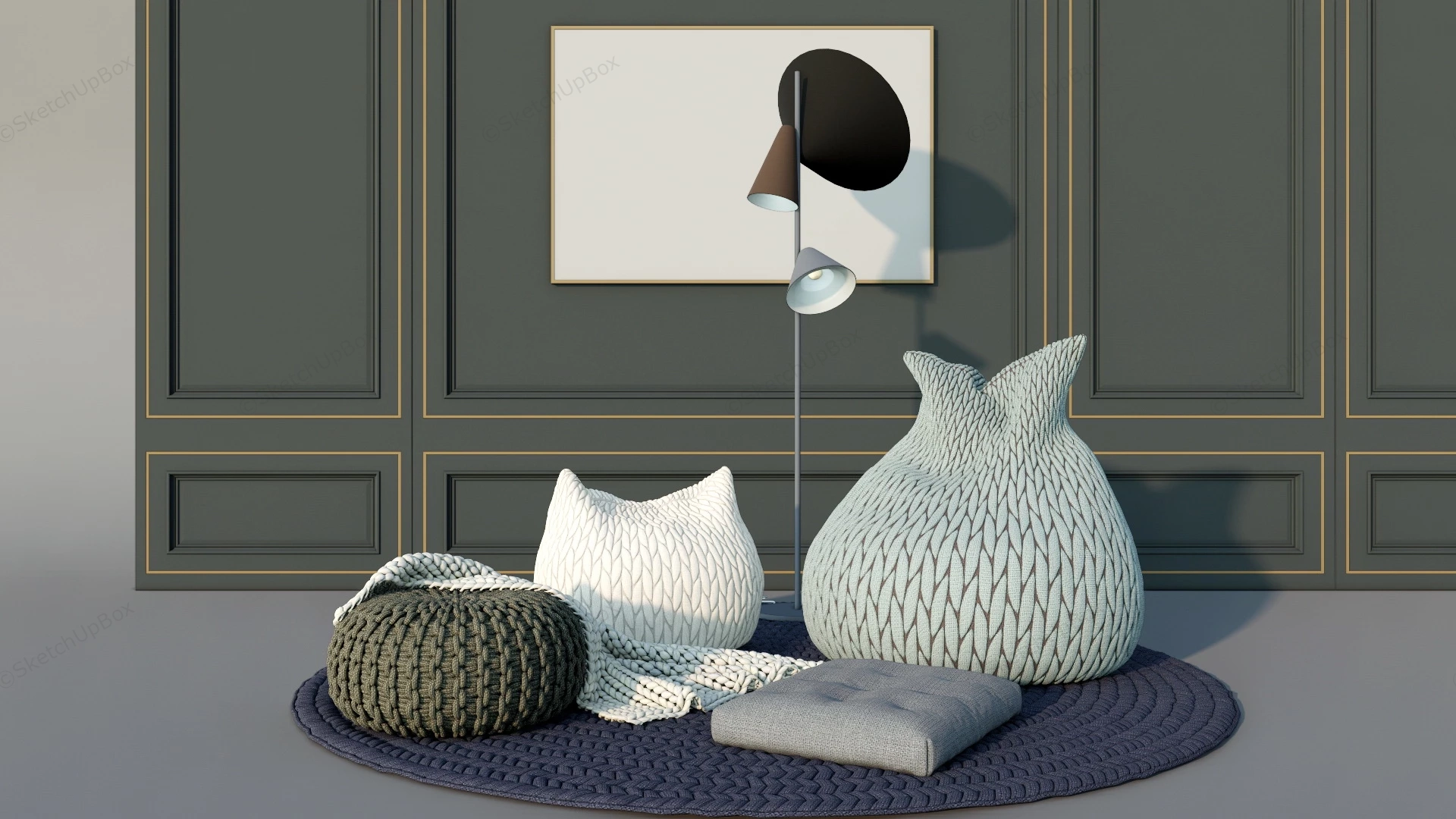 Soft Bean Bag Chairs sketchup model preview - SketchupBox