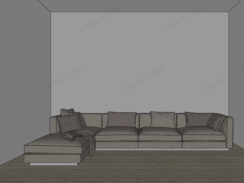 Grey Fabric Sectional Sofa sketchup model preview - SketchupBox