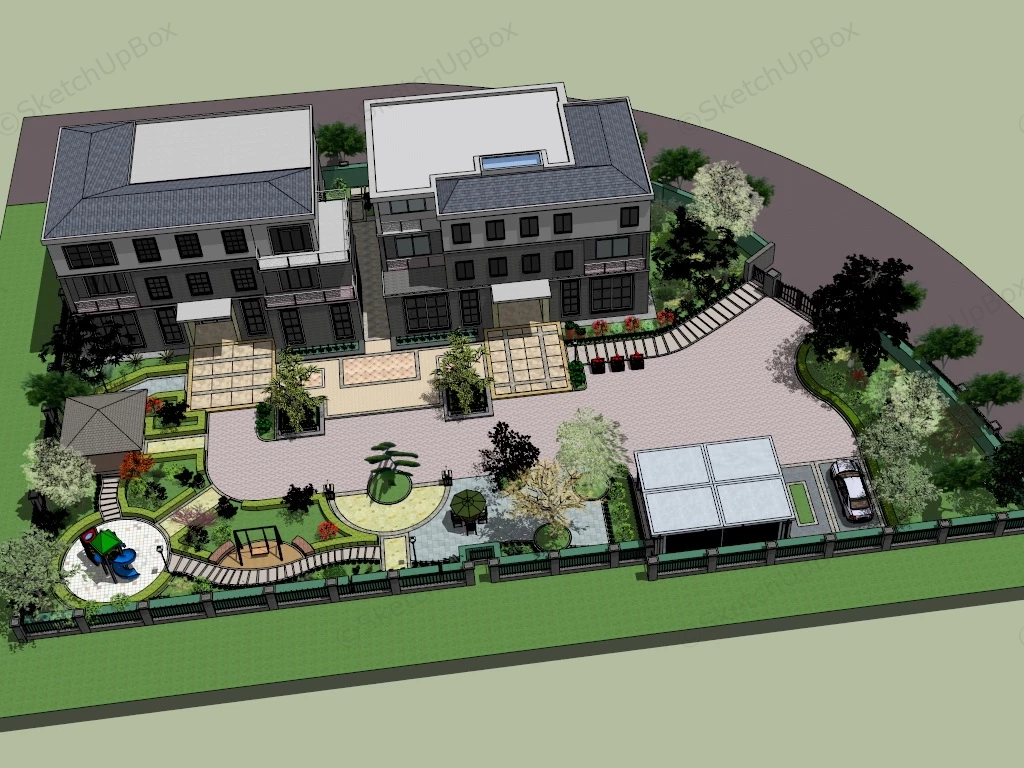 Two Homes On One Lot sketchup model preview - SketchupBox