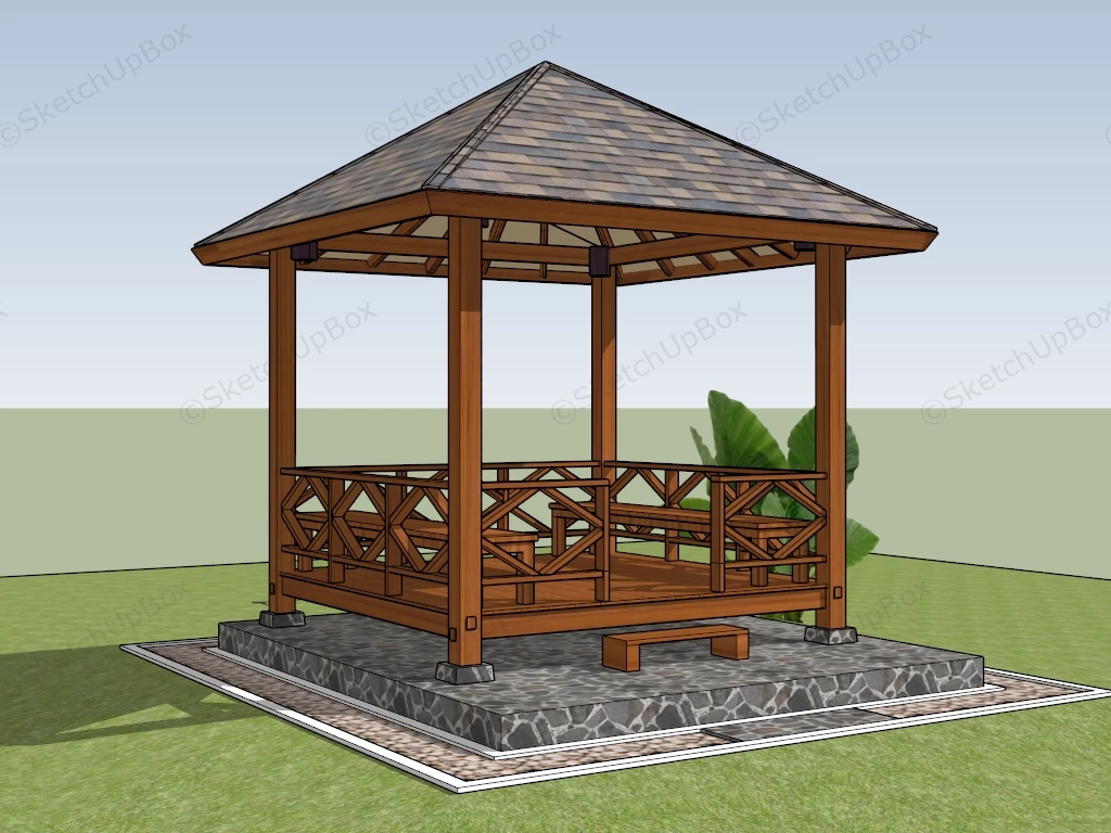 Asian Style Pavilion sketchup model preview - SketchupBox