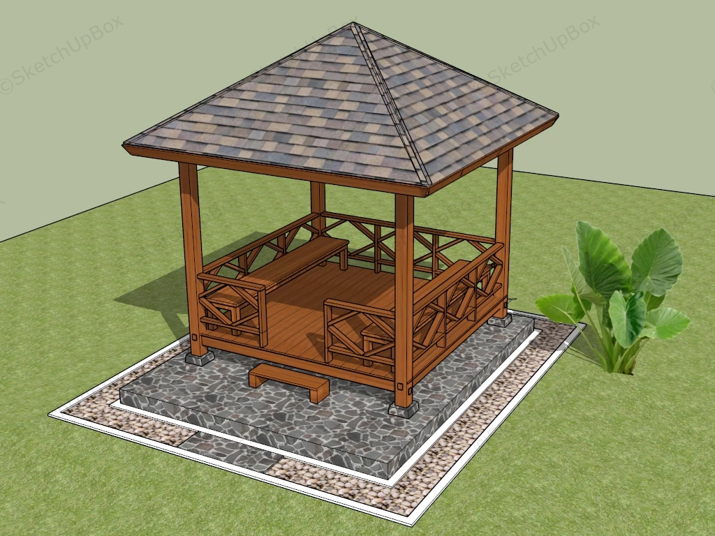 Asian Style Pavilion sketchup model preview - SketchupBox
