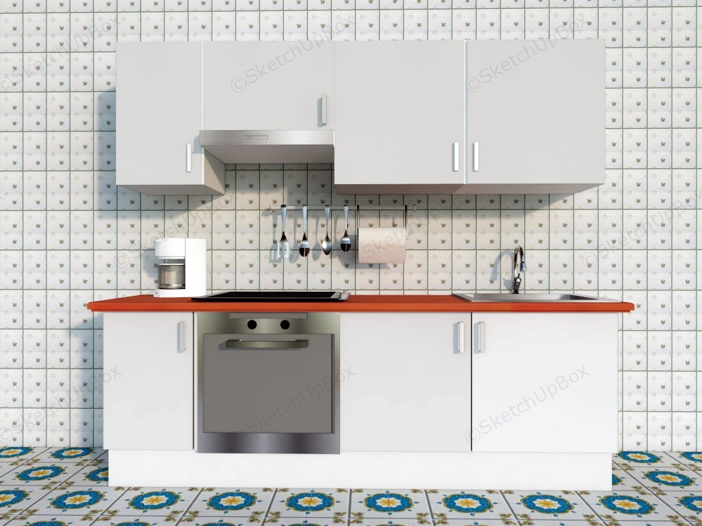 Modern White Kitchen For Small Apartment sketchup model preview - SketchupBox