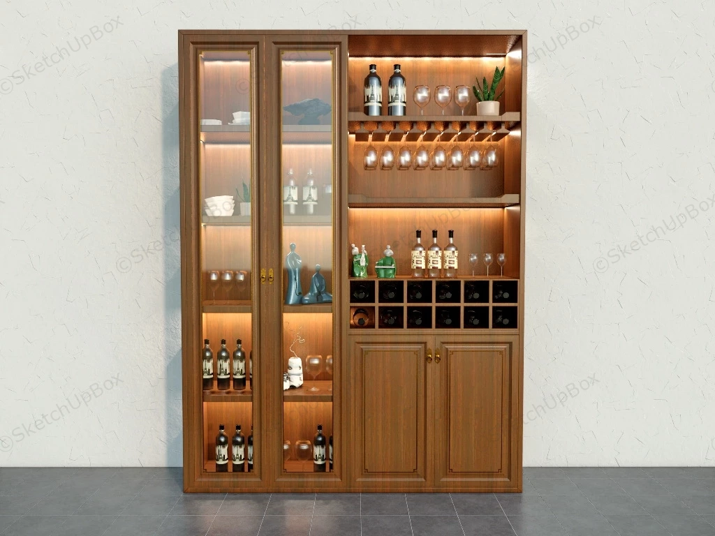 Wine Cabinet With Lights sketchup model preview - SketchupBox