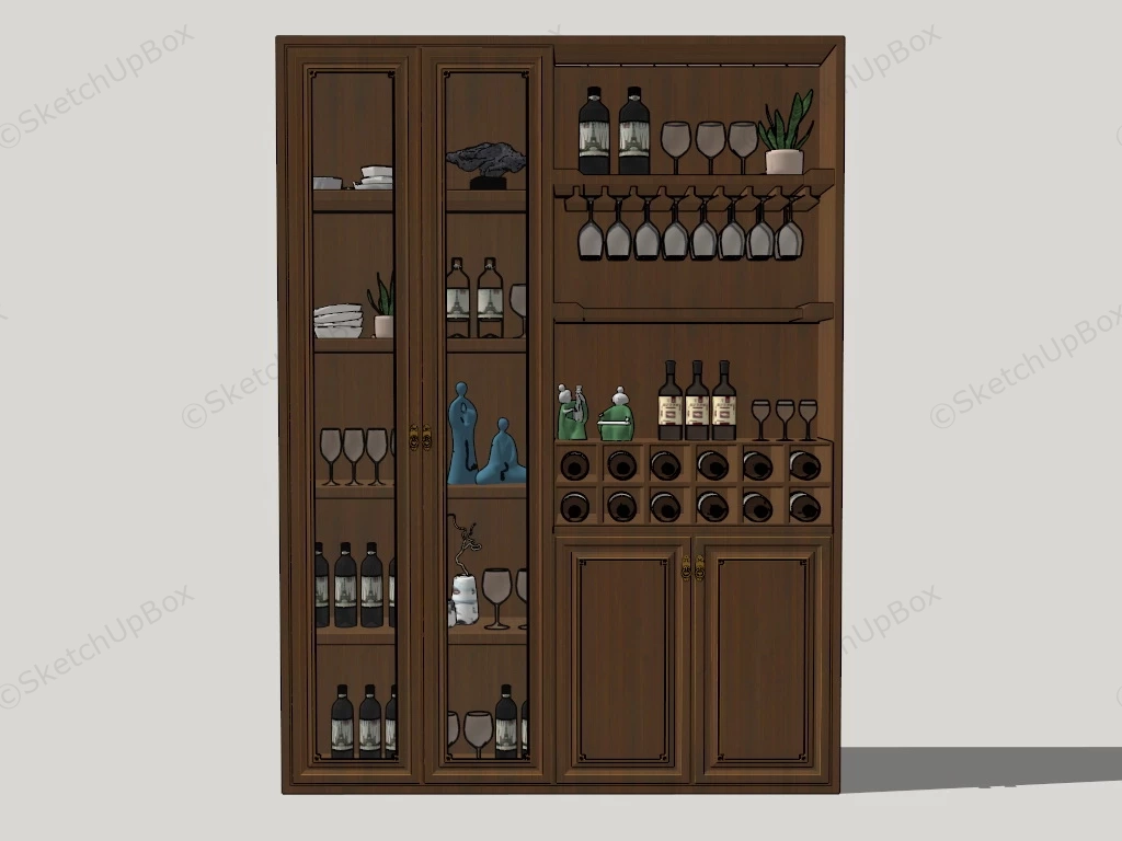 Wine Cabinet With Lights sketchup model preview - SketchupBox