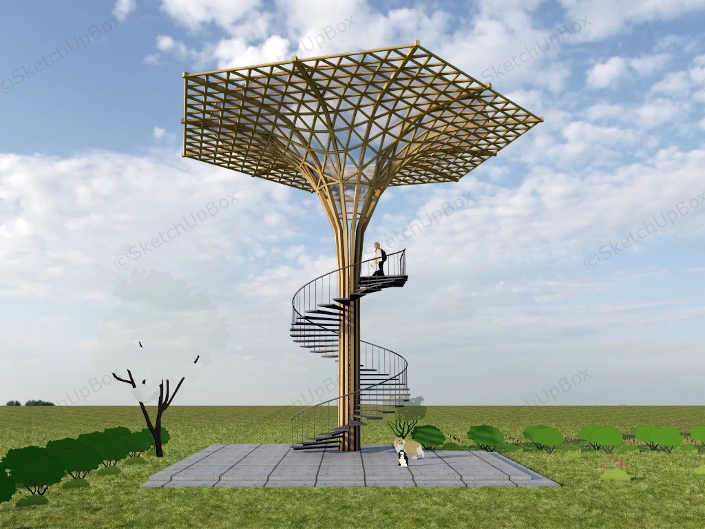 Umbrella Shaped Observation Tower sketchup model preview - SketchupBox