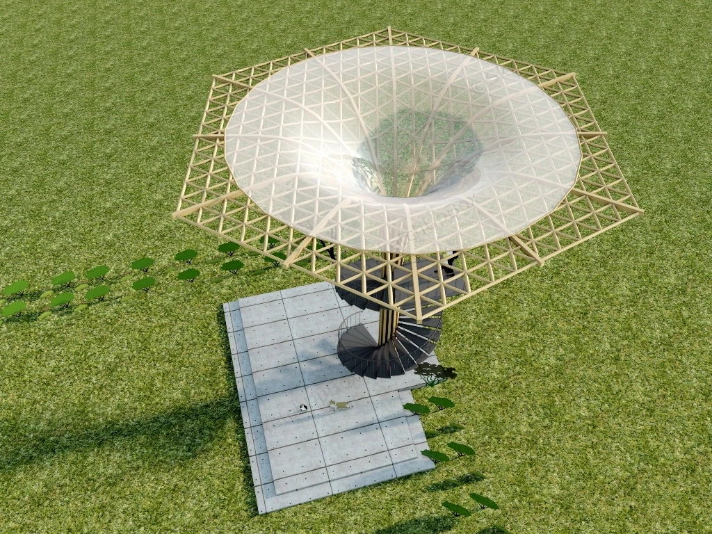 Umbrella Shaped Observation Tower sketchup model preview - SketchupBox