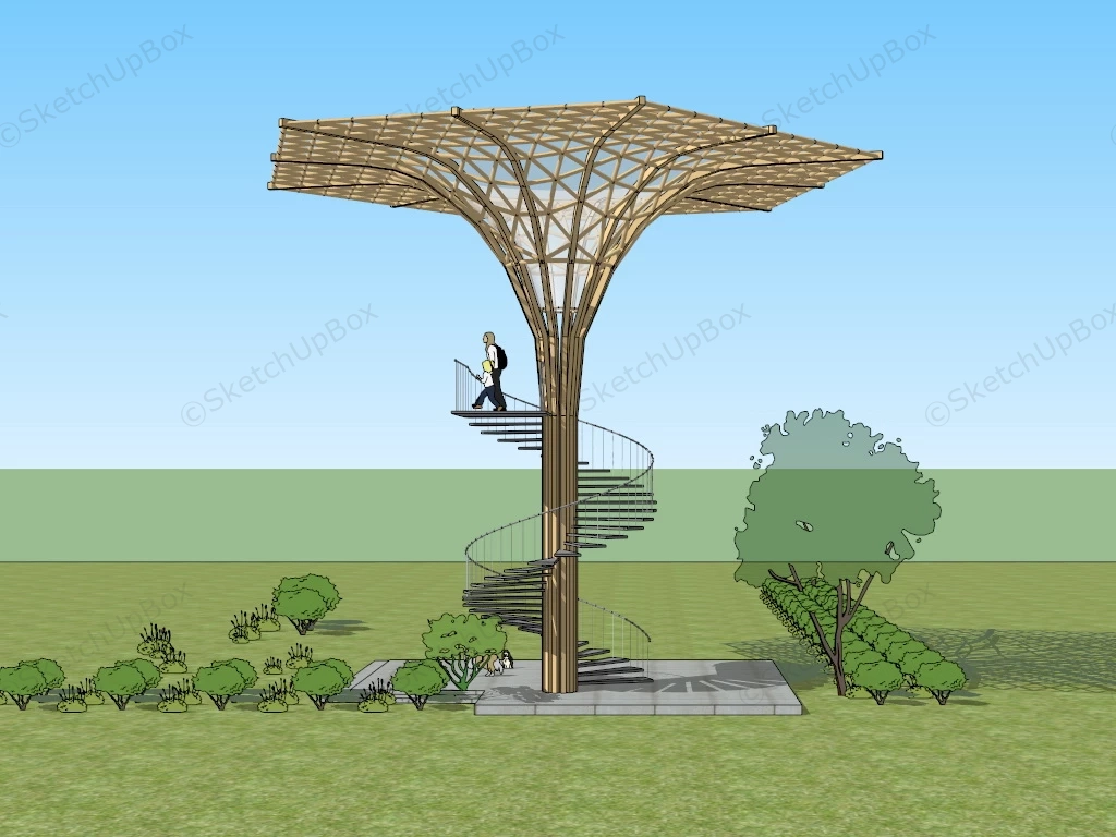 Umbrella Shaped Observation Tower sketchup model preview - SketchupBox