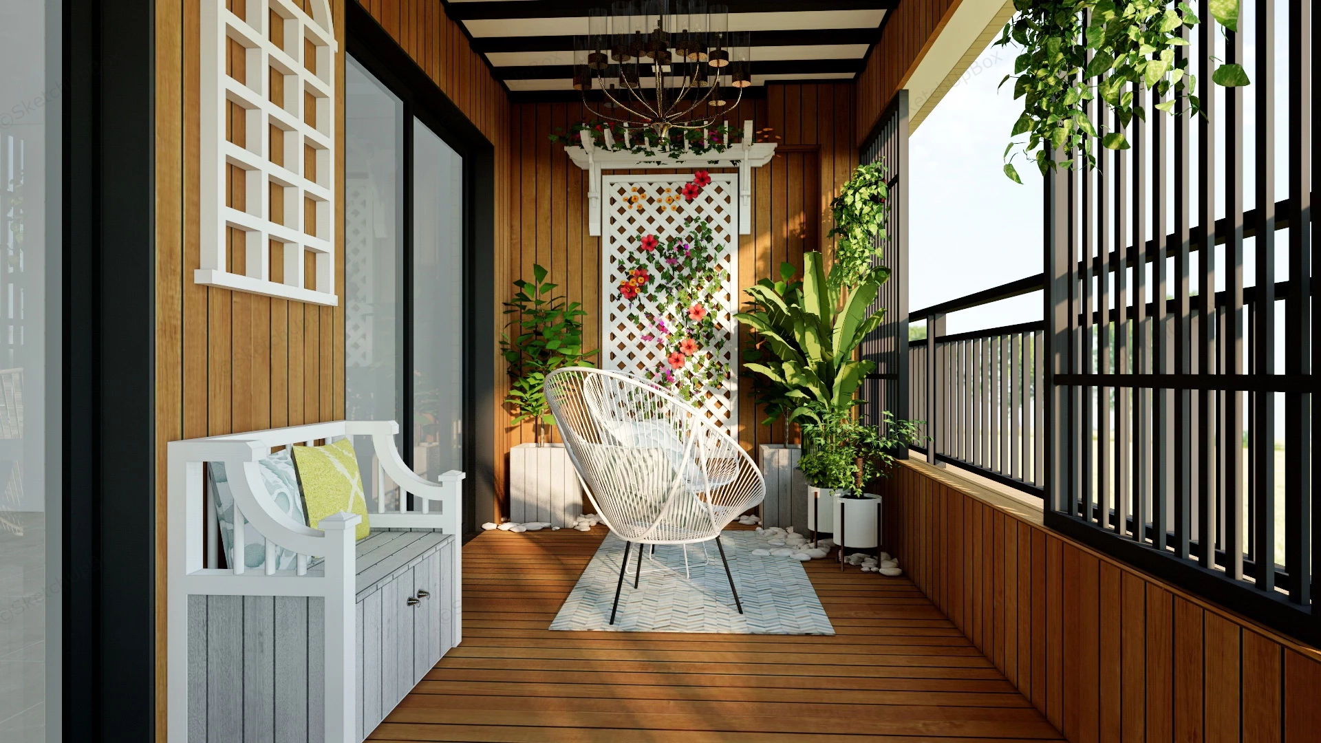 Balcony Garden Design sketchup model preview - SketchupBox
