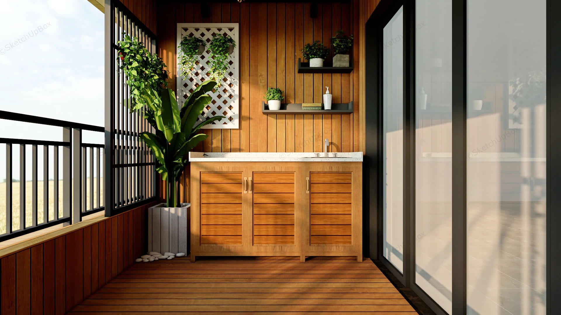 Balcony Garden Design sketchup model preview - SketchupBox