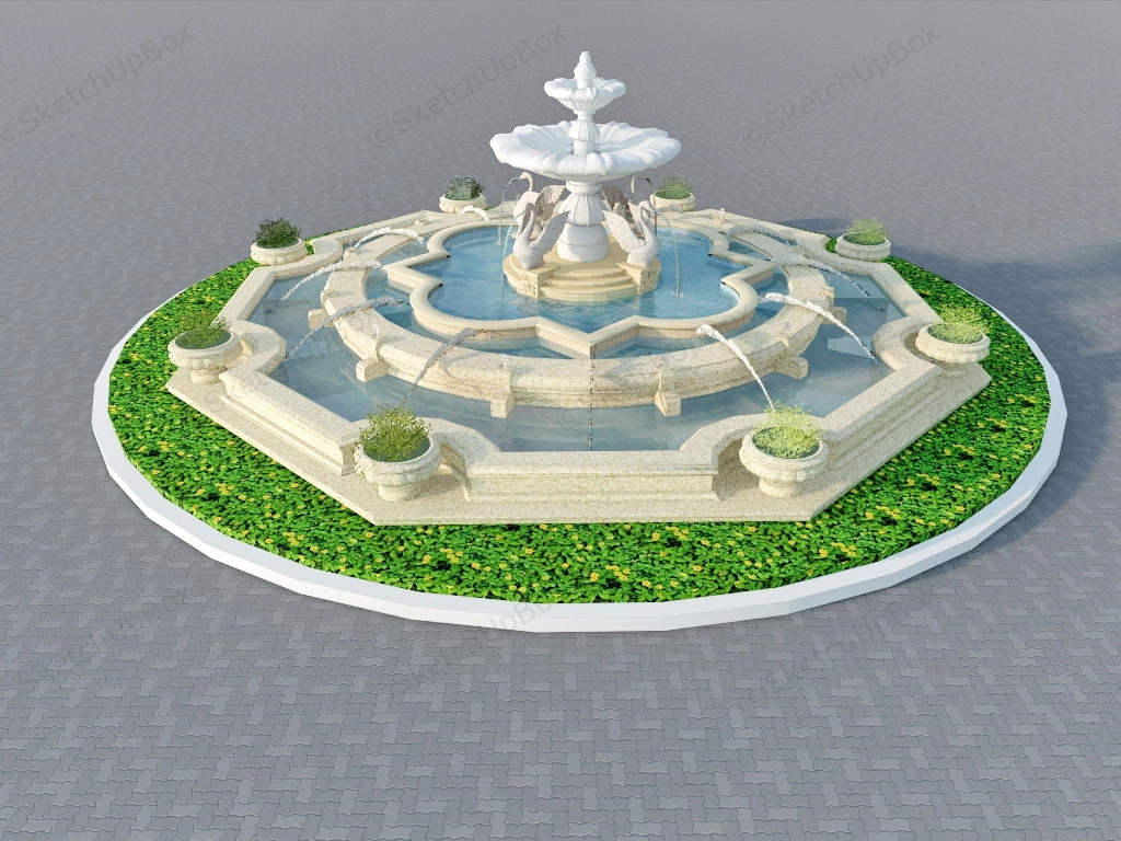 Extra Large Outdoor Fountain sketchup model preview - SketchupBox