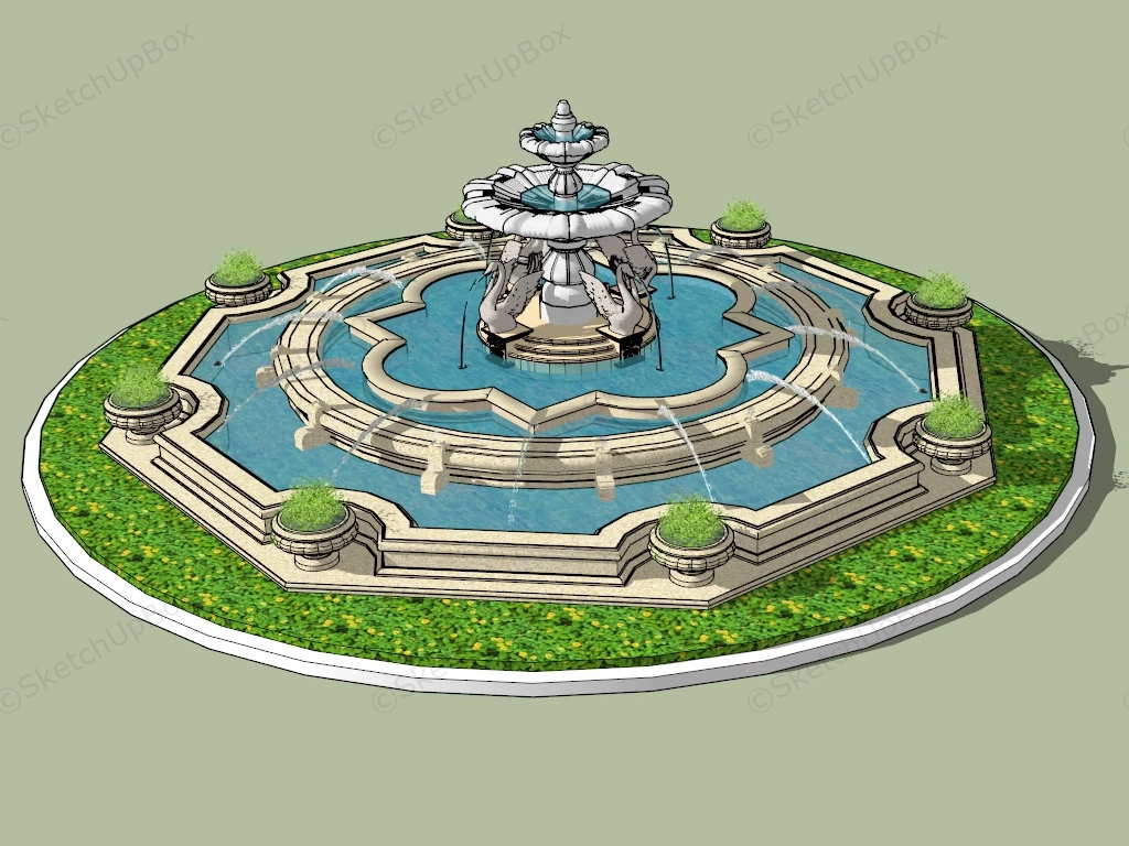 Extra Large Outdoor Fountain sketchup model preview - SketchupBox