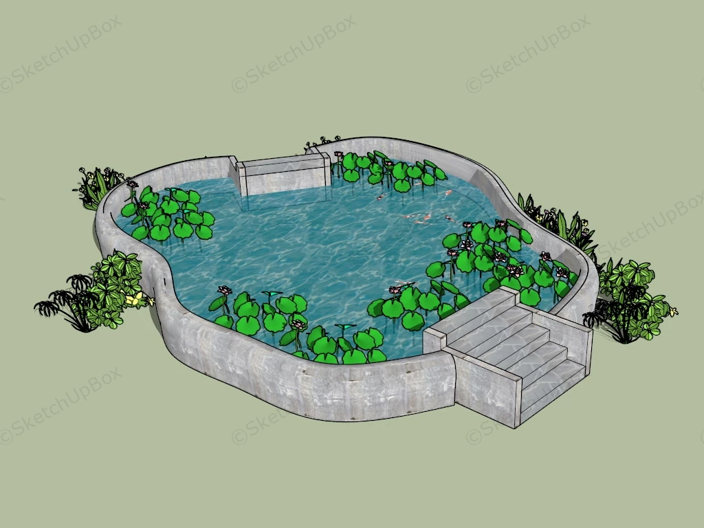 Raised Lotus Pond sketchup model preview - SketchupBox