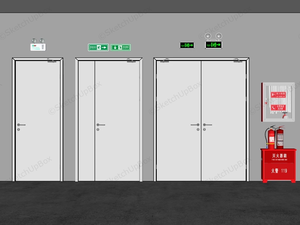 Fire Exit Doors sketchup model preview - SketchupBox