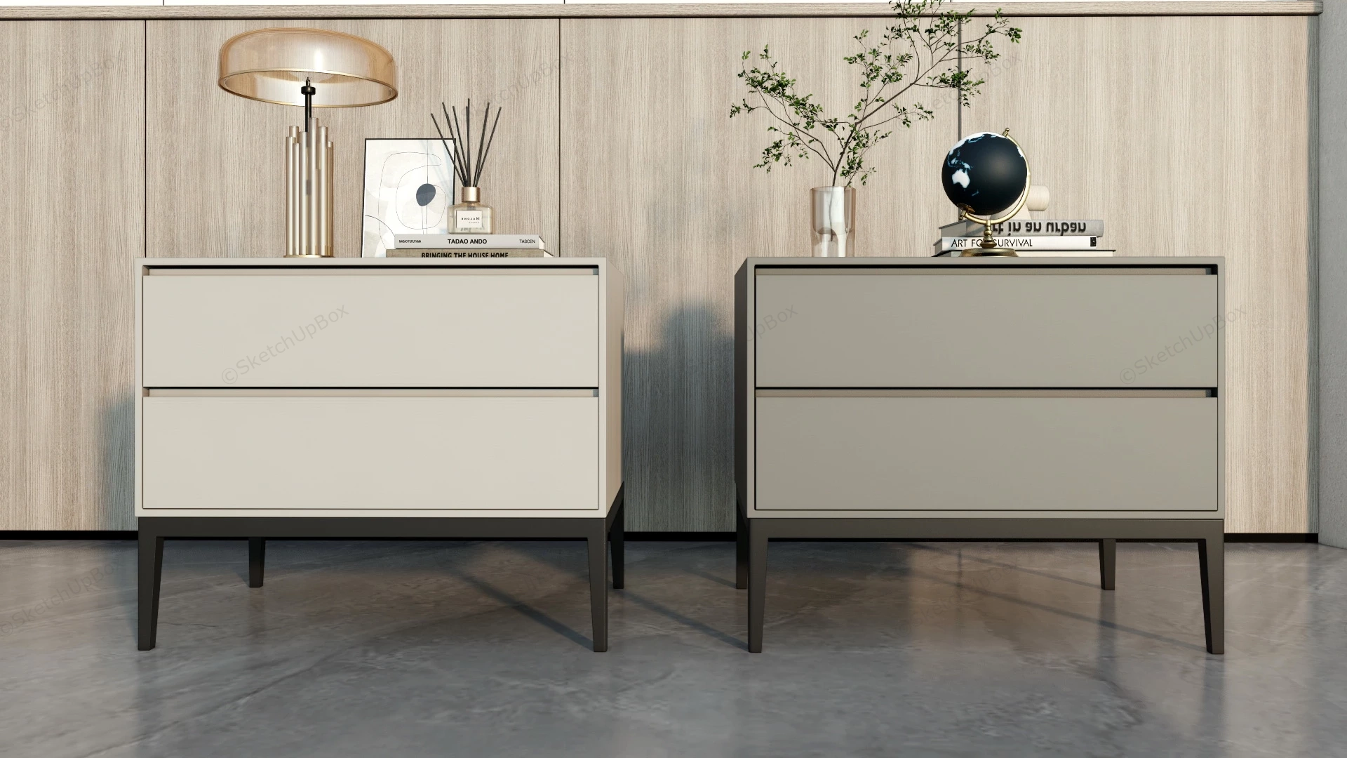 Modern Wood NightStands sketchup model preview - SketchupBox