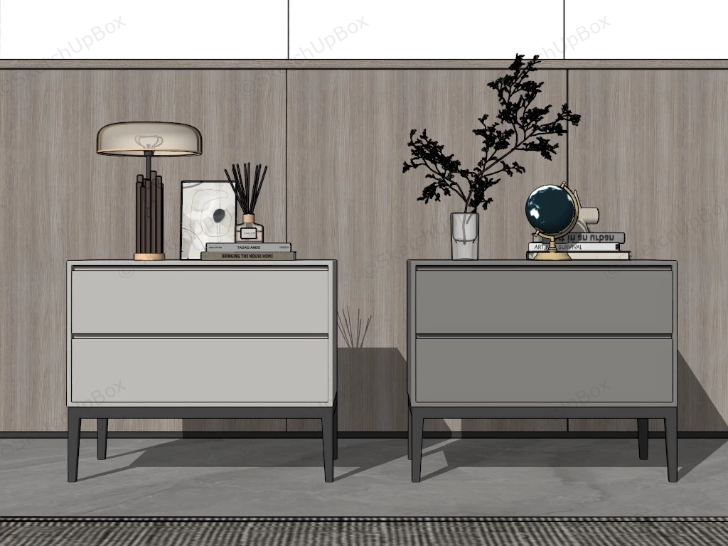 Modern Wood NightStands sketchup model preview - SketchupBox