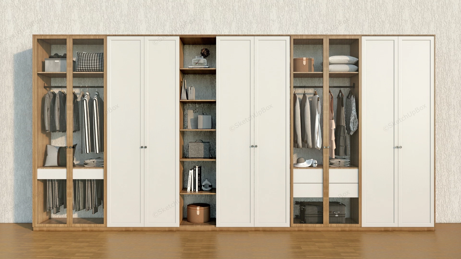 Contemporary Wardrobe Design sketchup model preview - SketchupBox