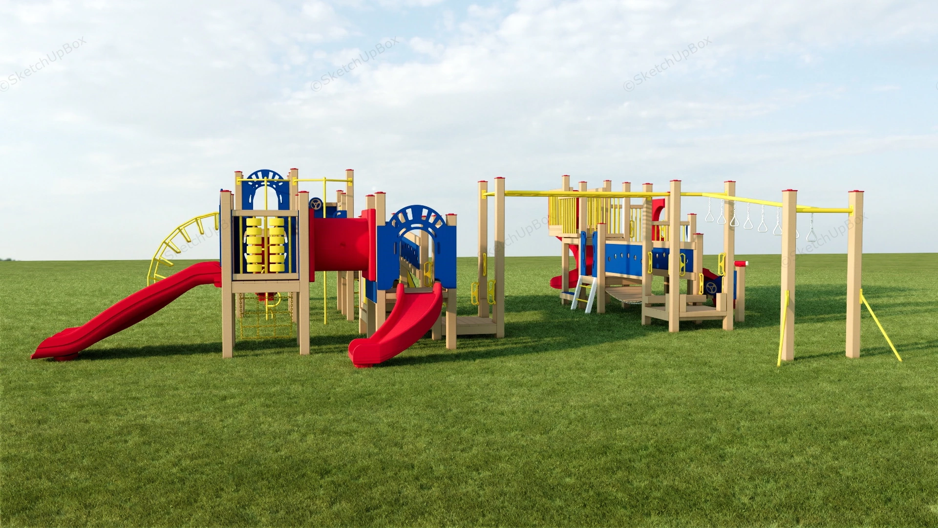 Large Wooden Playset sketchup model preview - SketchupBox