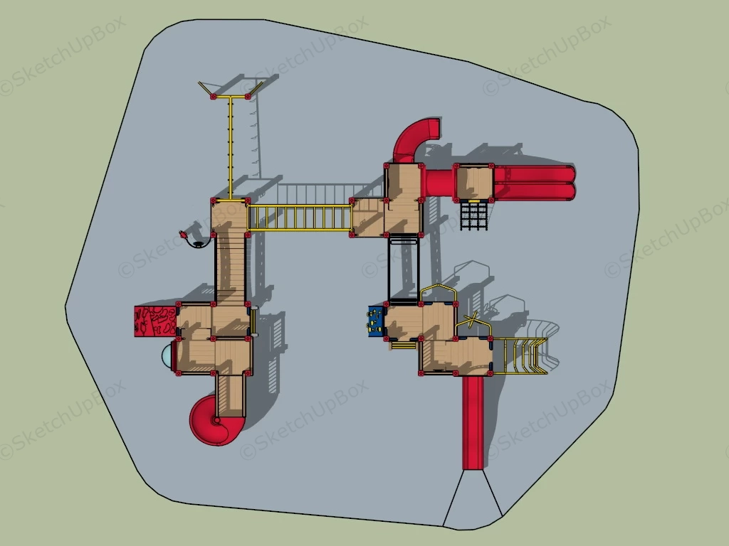 Large Wooden Playset sketchup model preview - SketchupBox