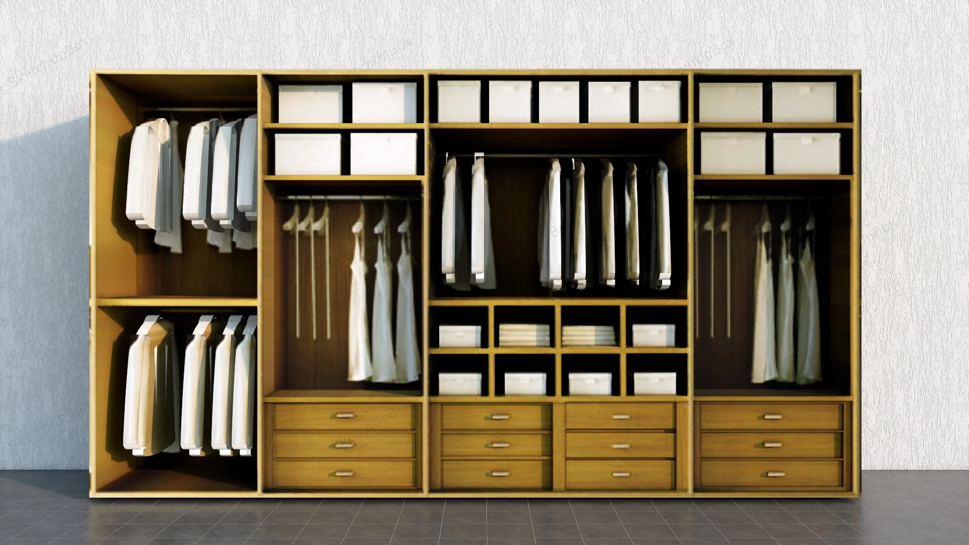 Open Wardrobe Design sketchup model preview - SketchupBox