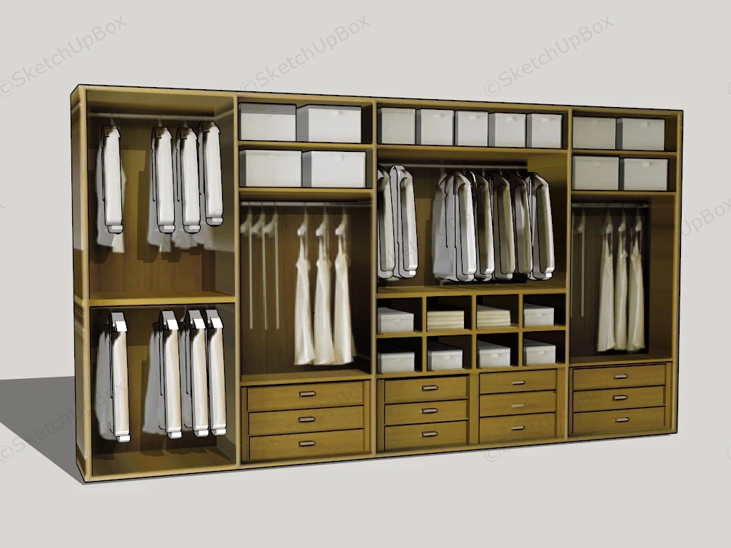 Open Wardrobe Design sketchup model preview - SketchupBox