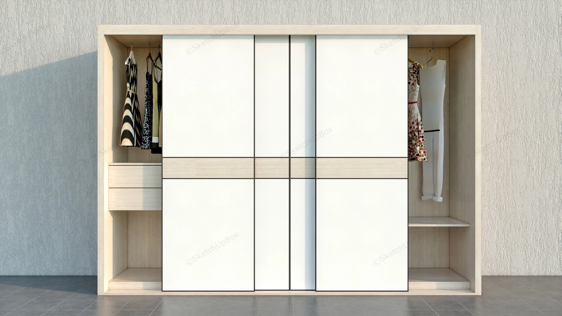 Modern Sliding Door Wardrobe sketchup model preview - SketchupBox