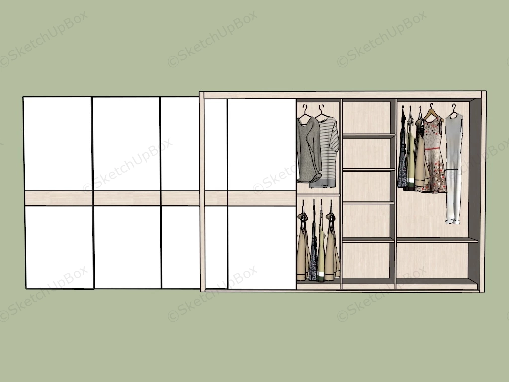 Modern Sliding Door Wardrobe sketchup model preview - SketchupBox