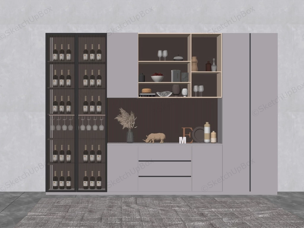 Full Cupboard With Wine Storage sketchup model preview - SketchupBox
