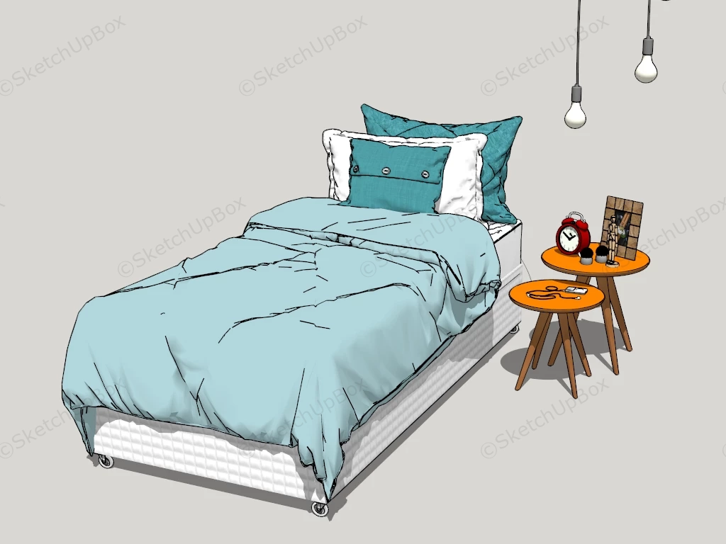 Boys Single Bed sketchup model preview - SketchupBox
