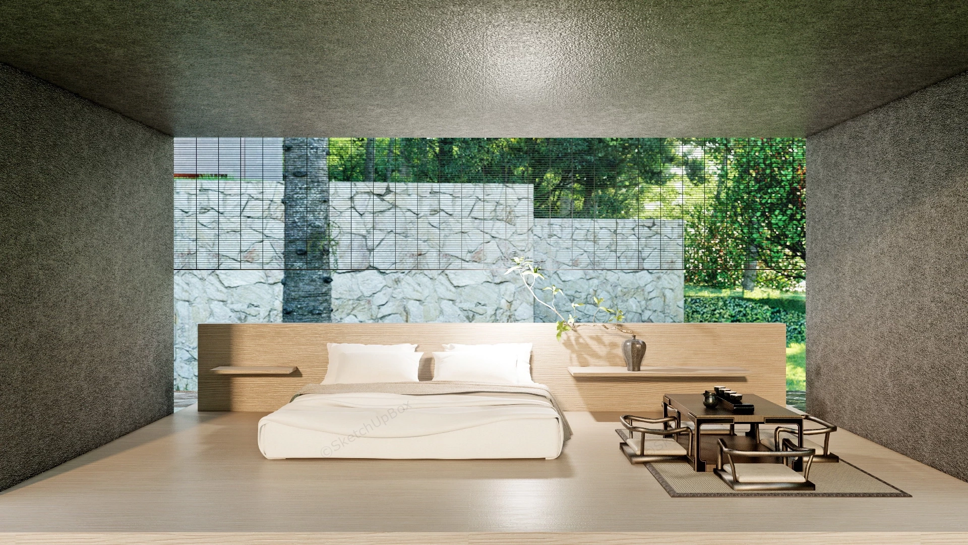 Japanese Zen Bedroom sketchup model preview - SketchupBox