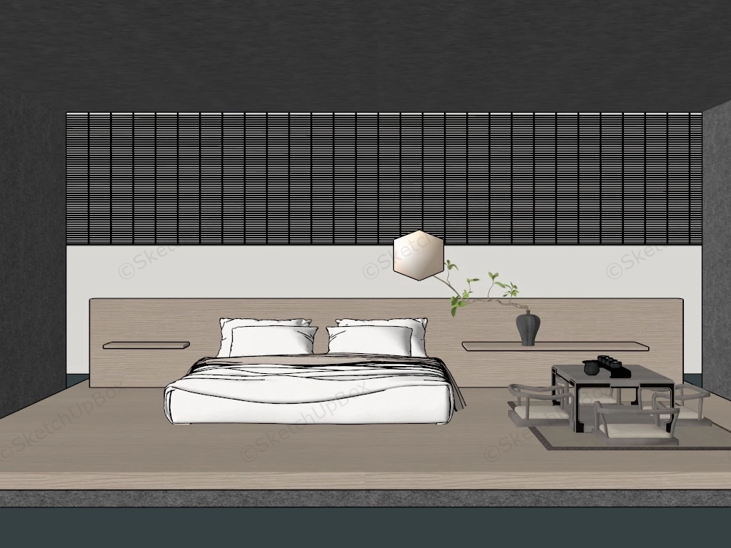 Japanese Zen Bedroom sketchup model preview - SketchupBox