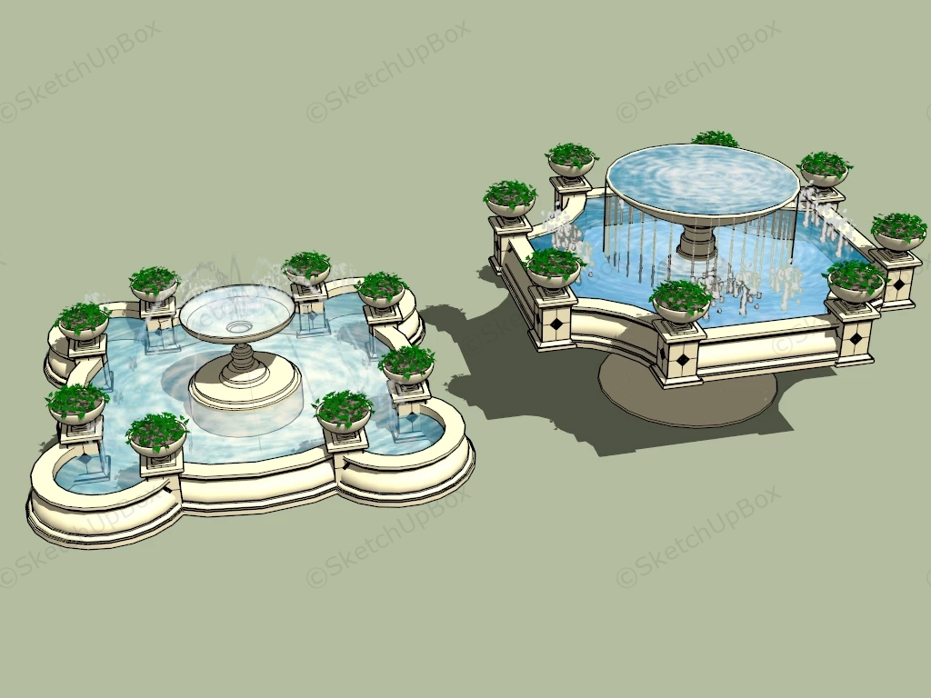 Outdoor Water Fountains sketchup model preview - SketchupBox