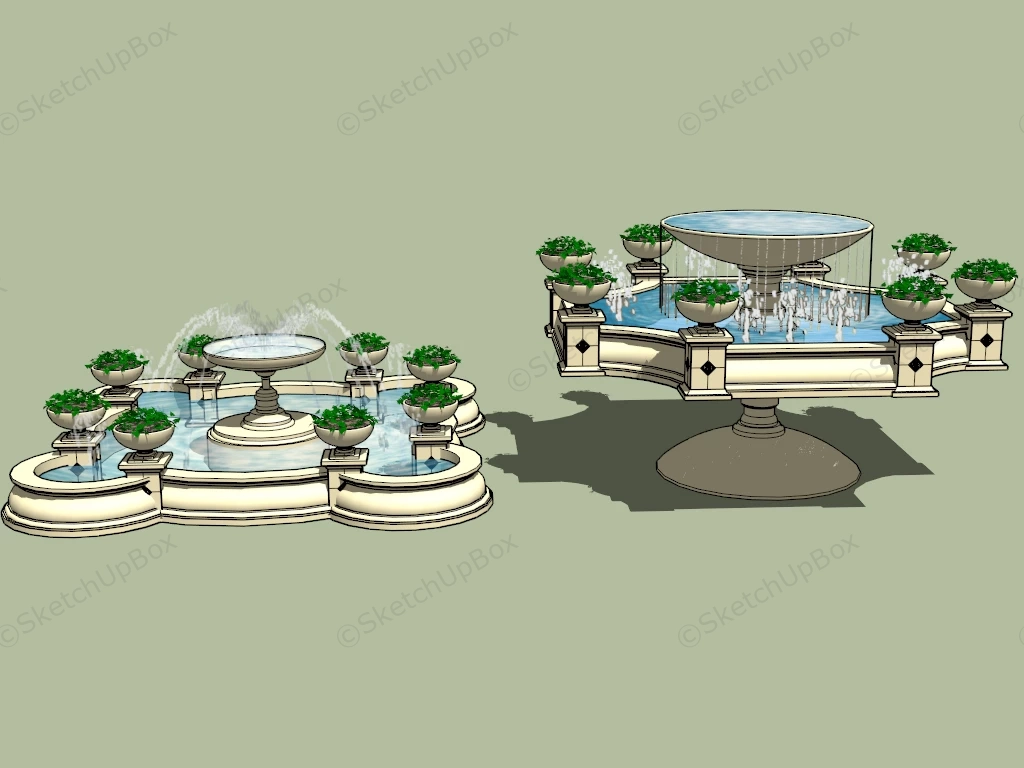 Outdoor Water Fountains sketchup model preview - SketchupBox