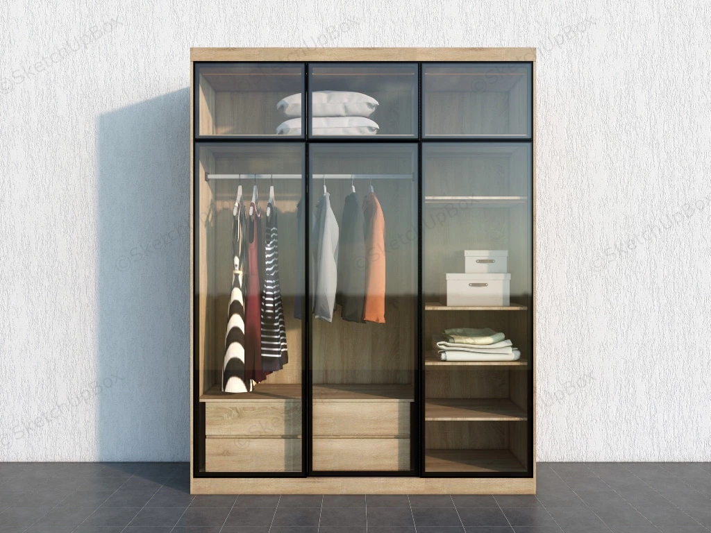 Glass Door Wardrobe sketchup model preview - SketchupBox