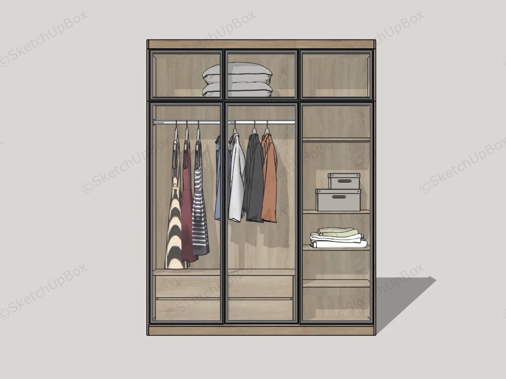 Glass Door Wardrobe sketchup model preview - SketchupBox