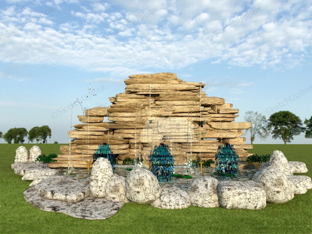 Rock Pond Fountain sketchup model preview - SketchupBox