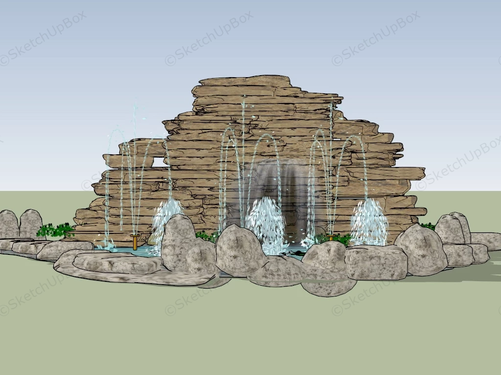 Rock Pond Fountain sketchup model preview - SketchupBox