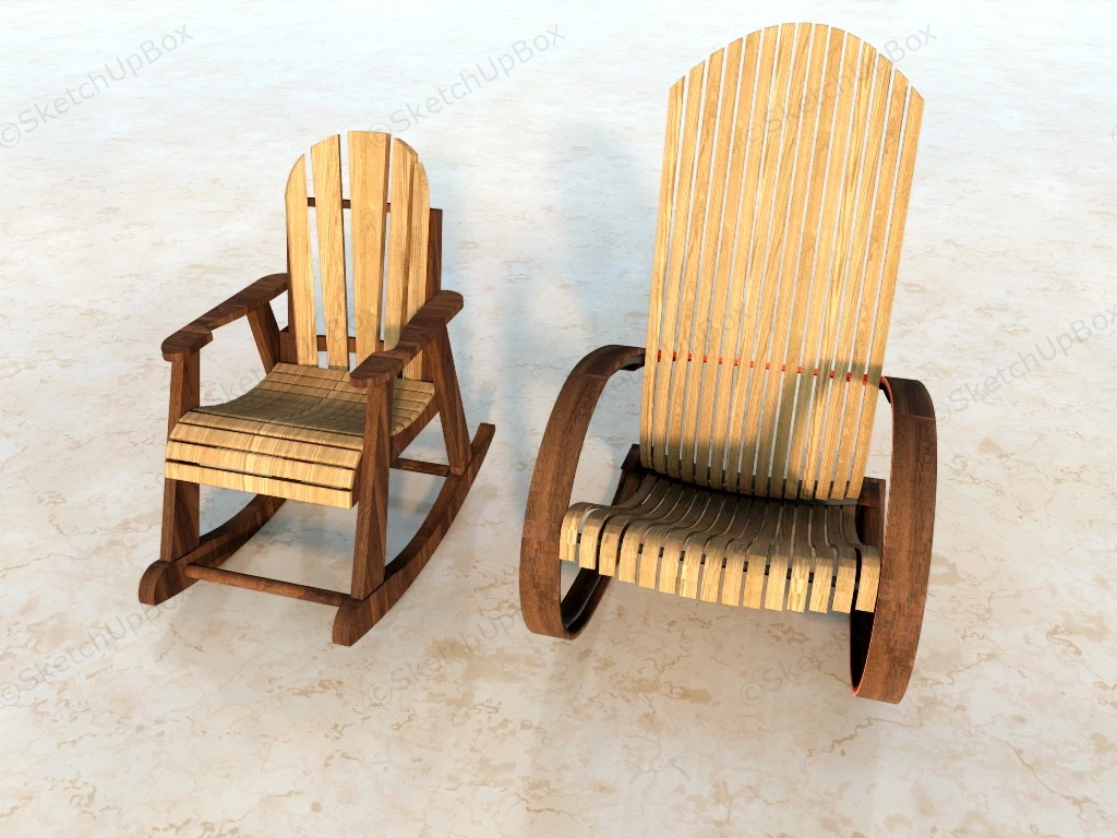 Rustic Wood Rocking Chairs sketchup model preview - SketchupBox