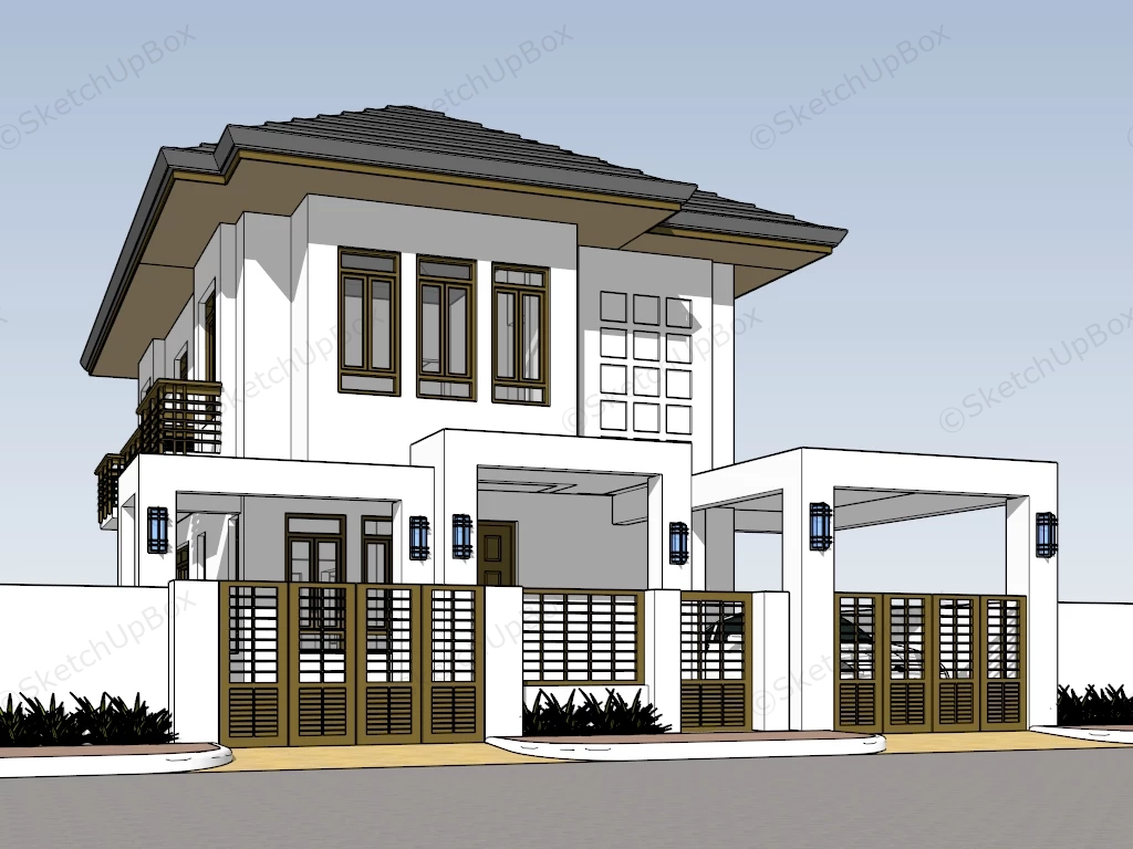 House With Frontyard Garage sketchup model preview - SketchupBox