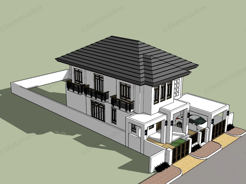 House With Frontyard Garage sketchup model preview - SketchupBox
