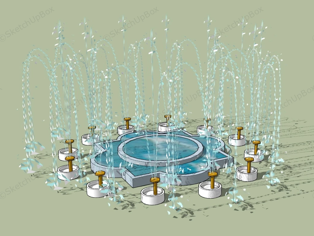 Plaza Fountain Design sketchup model preview - SketchupBox