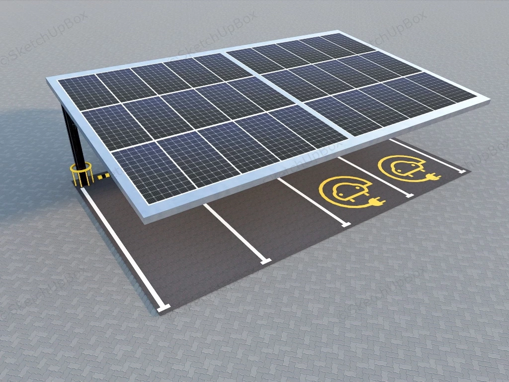 Solar Charging Station sketchup model preview - SketchupBox