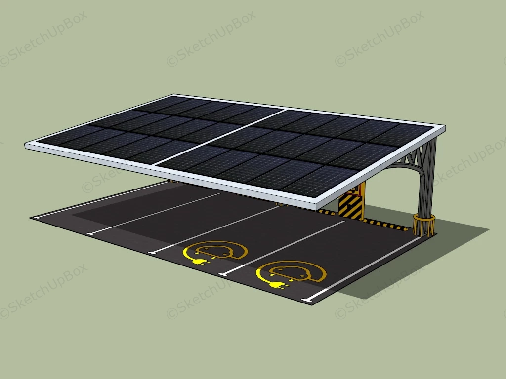 Solar Charging Station sketchup model preview - SketchupBox