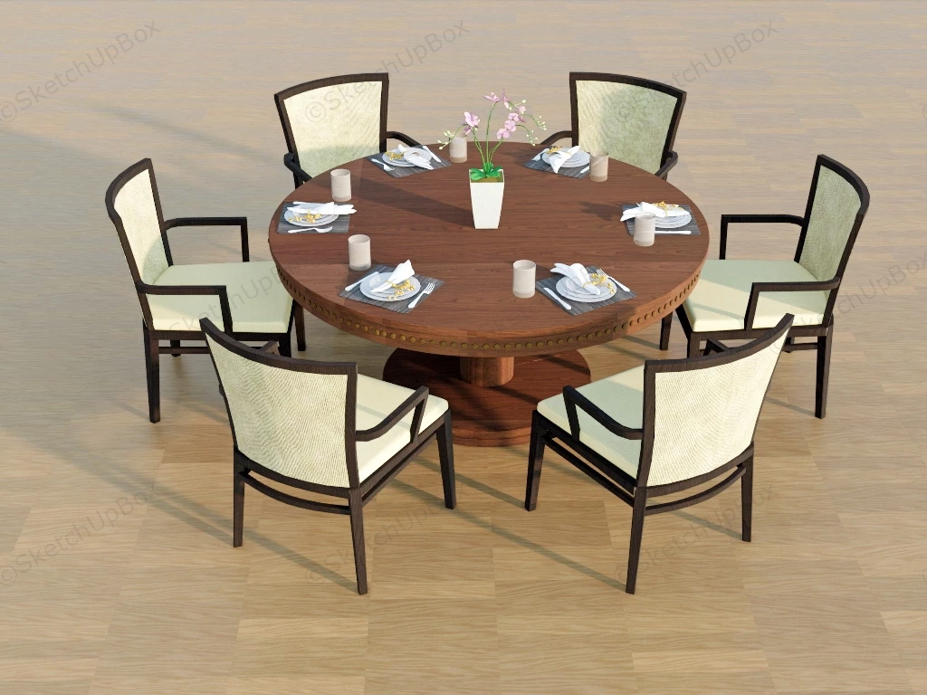 5 Piece Round Dining Set sketchup model preview - SketchupBox