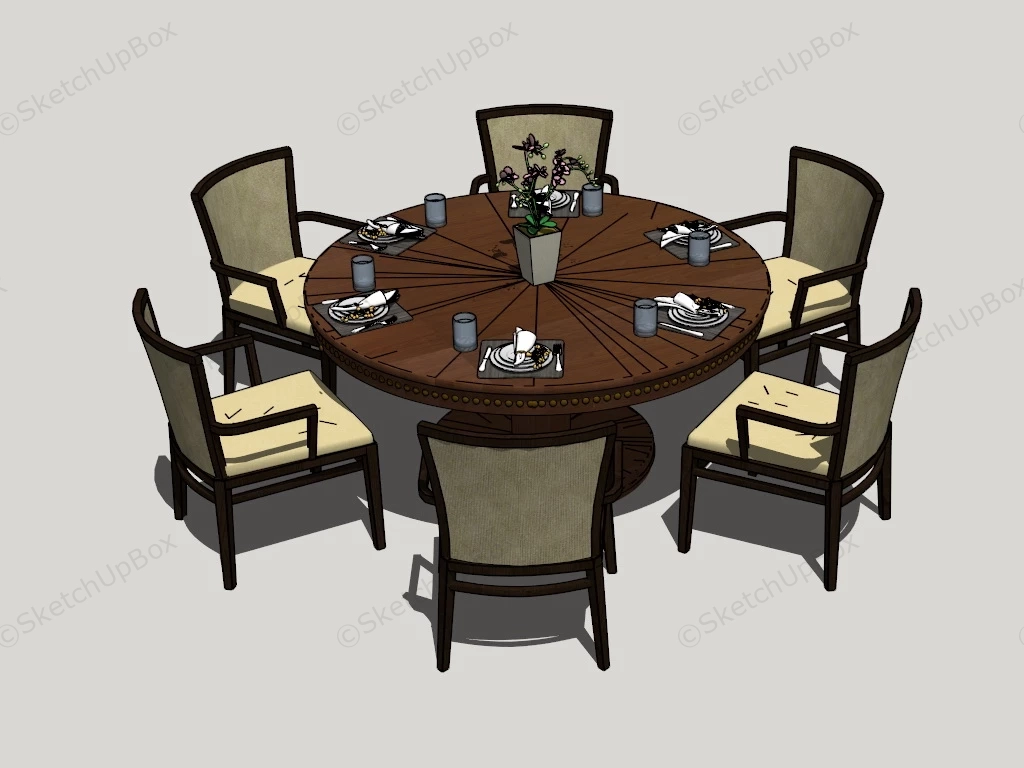 5 Piece Round Dining Set sketchup model preview - SketchupBox