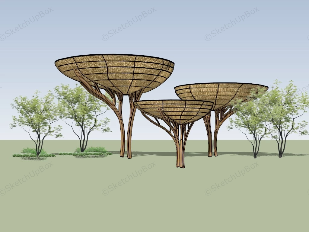 Mushroom Shaped Bamboo Pavilions sketchup model preview - SketchupBox