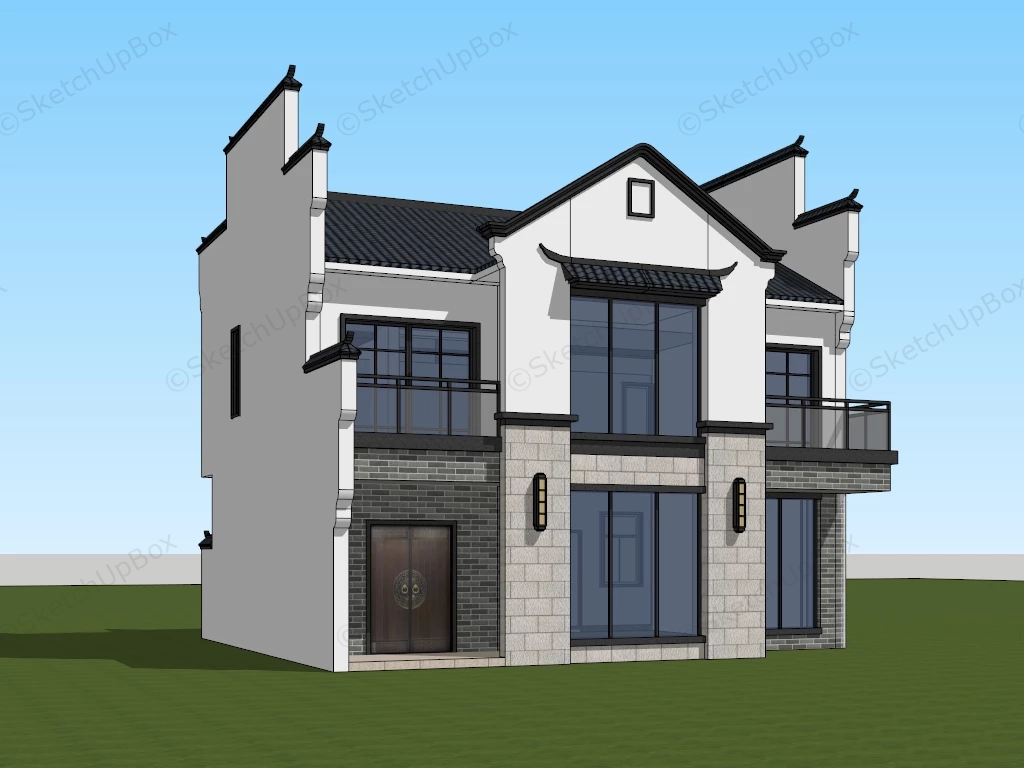 Hui Style House sketchup model preview - SketchupBox